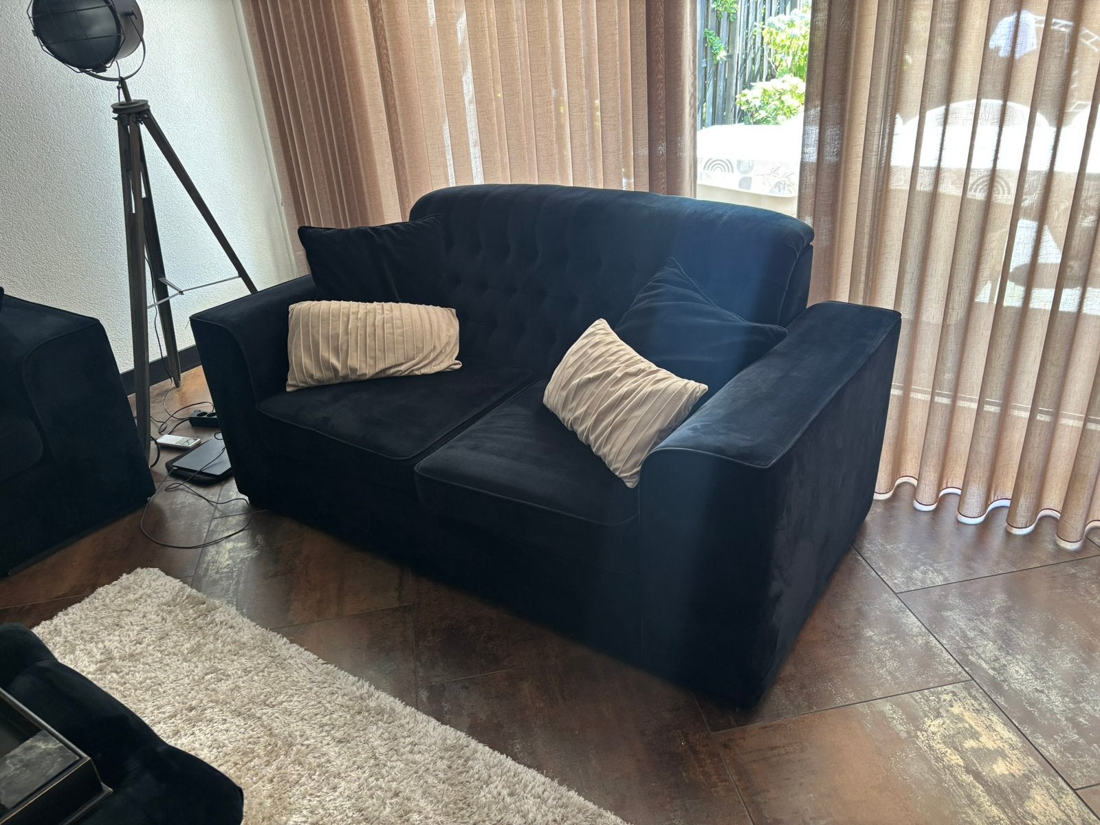 Mooi zwart bankstel en bank voor eettafel en 2 stoelen, Huis en Inrichting, Ophalen, Gebruikt
