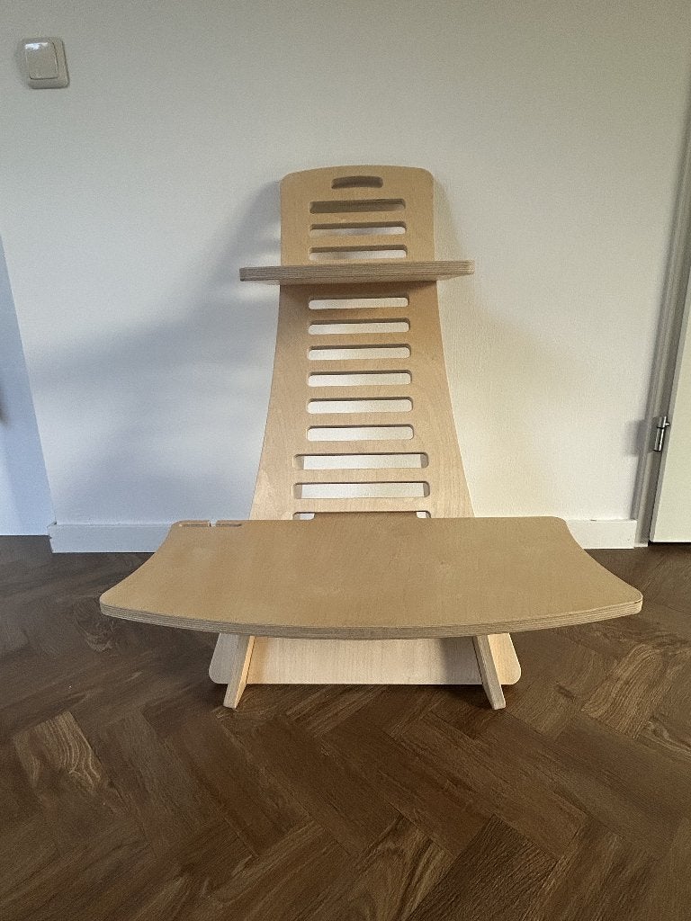 Houten sta-bureau / zit-sta werkplek, Ophalen of Verzenden, Zo goed als nieuw, Onbekend, In hoogte verstelbaar