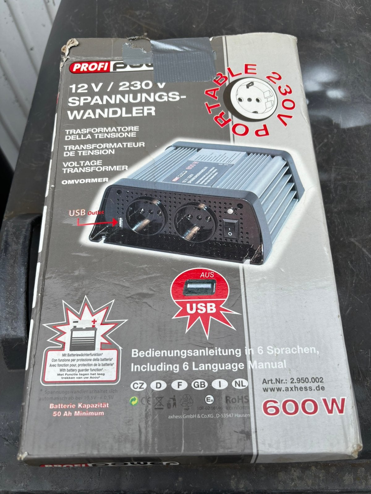 Omvormer van 12 volt naar 230 volt en 600 watt, Ophalen of Verzenden, Nieuw