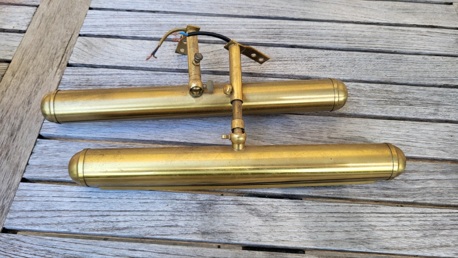 Set van 2 messing schilderijlampen/spotjes, Antiek en Kunst, Antiek | Lampen, Ophalen of Verzenden