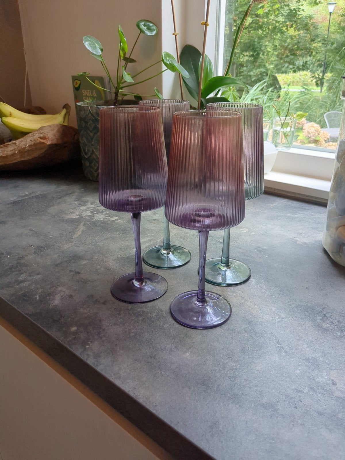4 wijnglazen, Verzamelen, Glas en Borrelglaasjes, Ophalen, Gebruikt, Overige typen