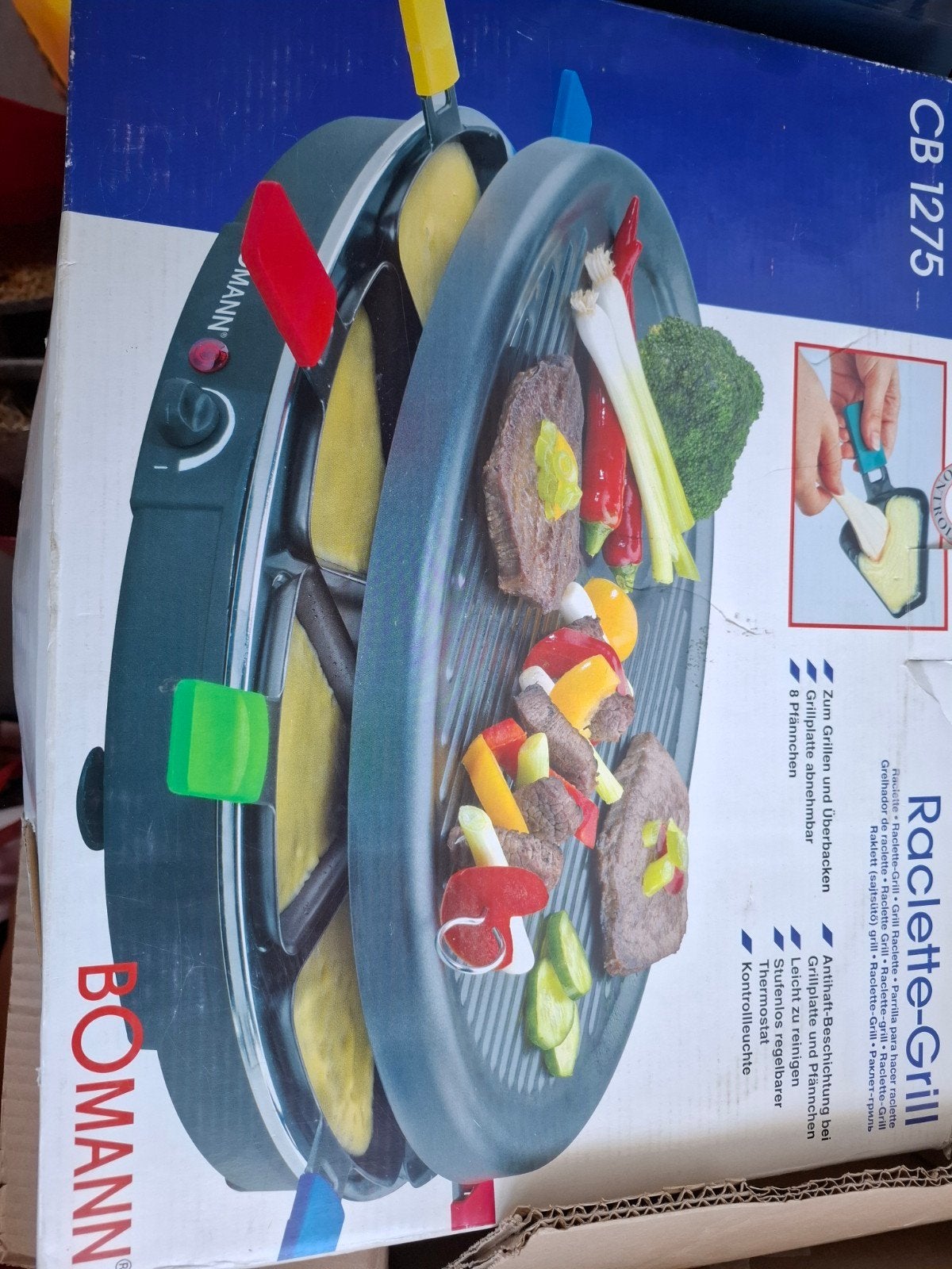 Bomann Raclette-Grill CB 1275 - Gourmetstel voor 8 personen, Ophalen, Zo goed als nieuw, 8 personen of meer