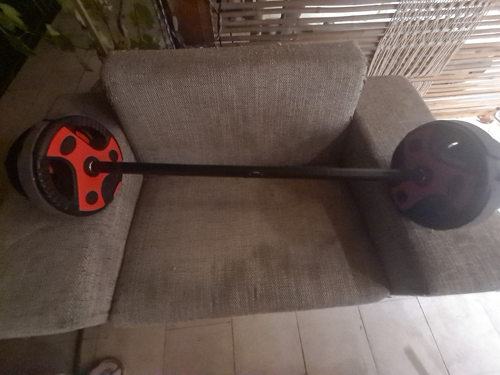 Halterstang met 17,5 kg aan halterschijven, Ophalen, Gebruikt, Armen, Halterset