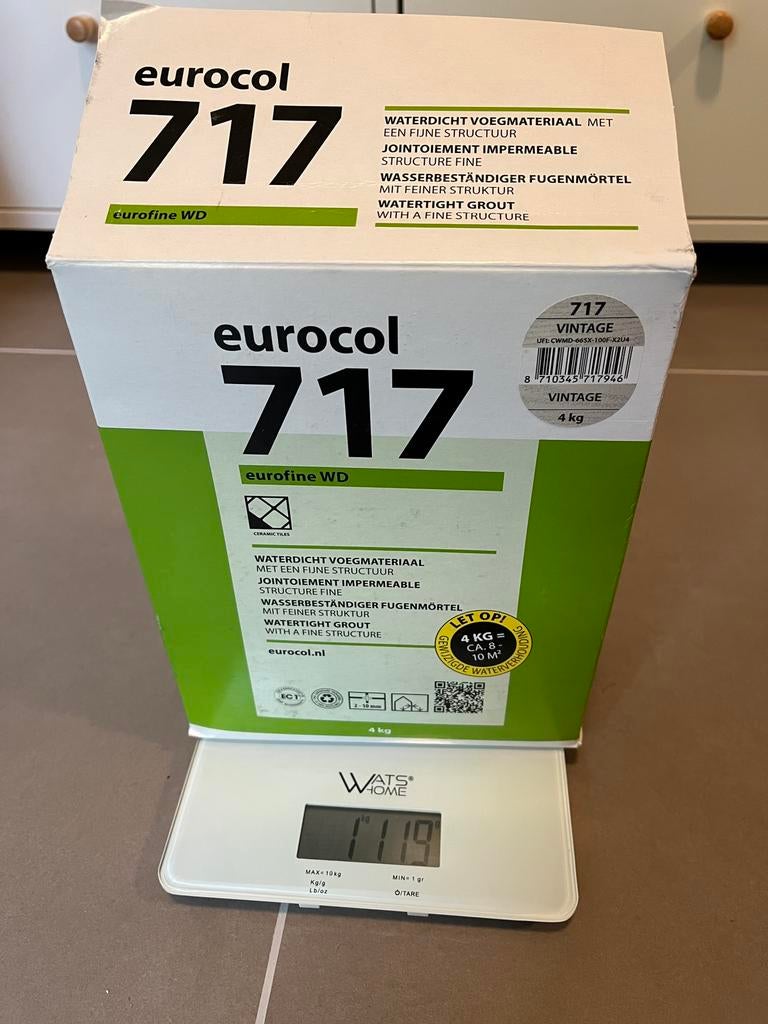 Eurocol 717 waterdicht voegmateriaal kleur Vintage 1kg, Doe-het-zelf en Verbouw, Tegels, Ophalen, Overige materialen, Overige typen