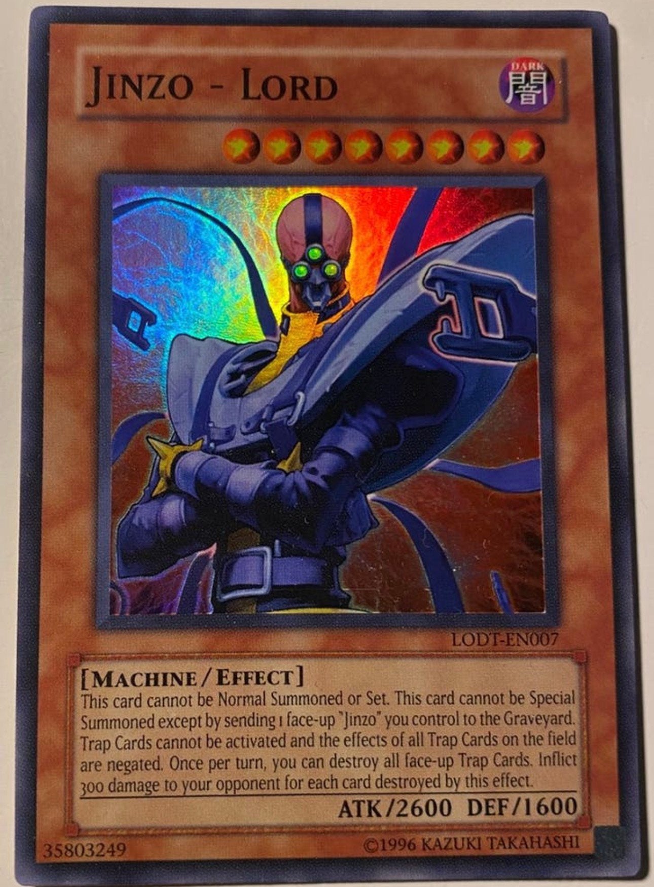 Yu-Gi-Oh! Jinzo - Lord LODT Old Print !, Ophalen of Verzenden, Zo goed als nieuw, Losse kaart, Foil
