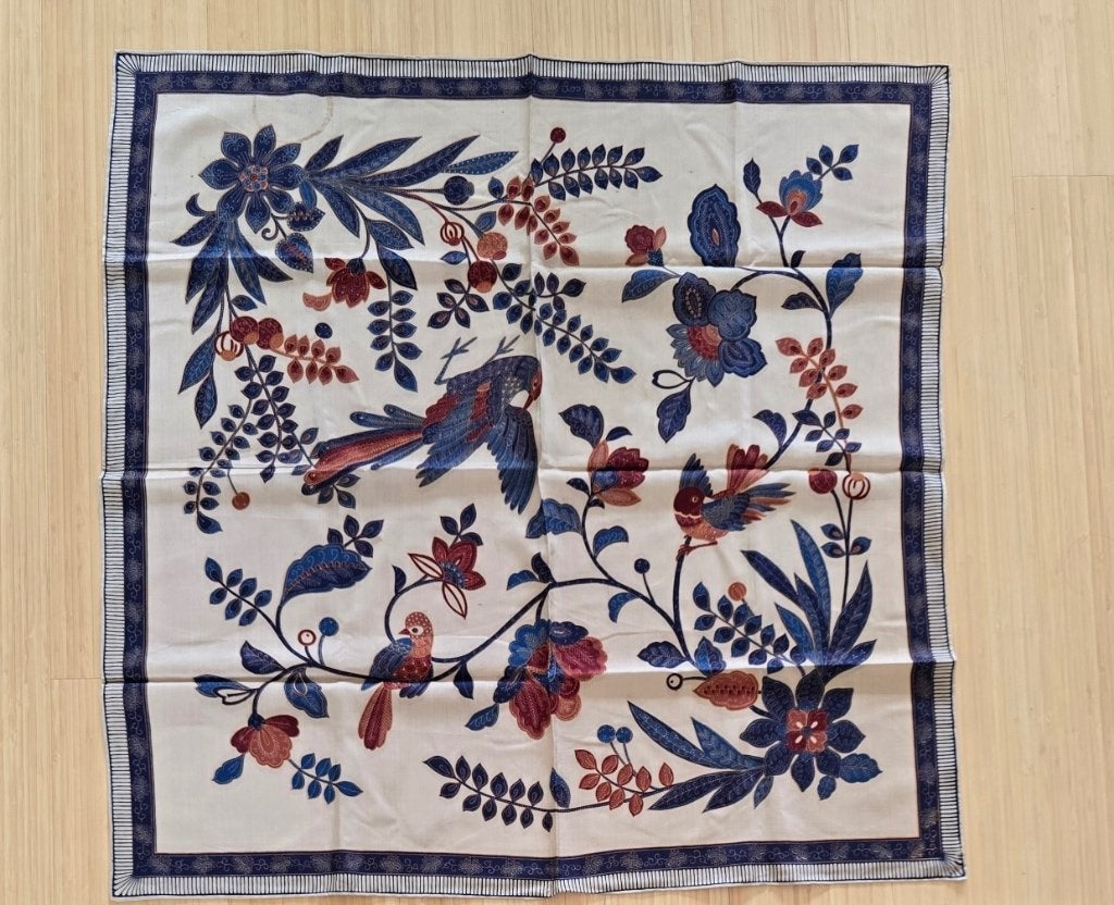 Batik Belanda doek shawl blauw wit vogel bloemmotieven Indie, Overige materialen, Blauw, Nieuw, Ophalen of Verzenden