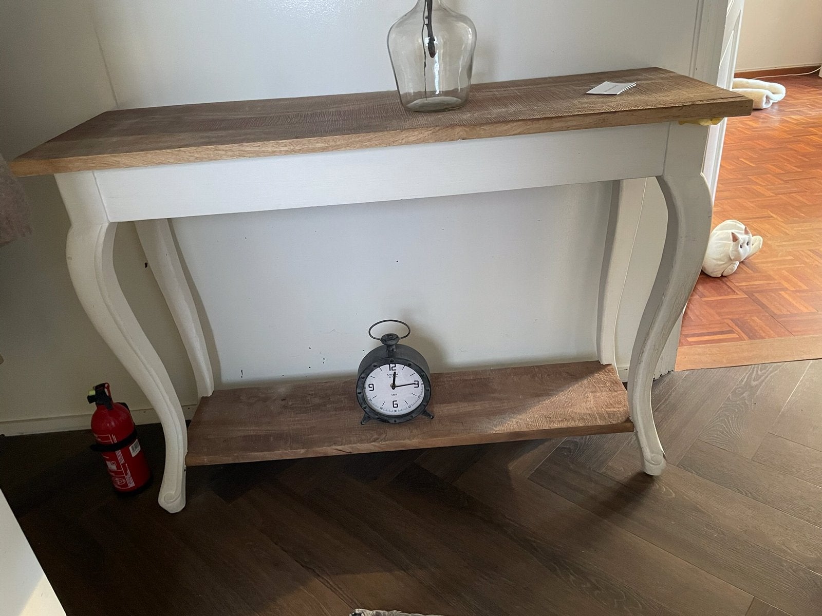 Mooie houten haltafel,, Ophalen, 100 tot 150 cm, Zo goed als nieuw, 25 tot 50 cm