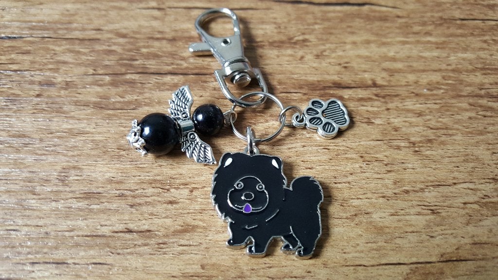 Tashanger Chow chow zwart emaille met guardian angel, Verzenden, Nieuw, Zwart, Handtas