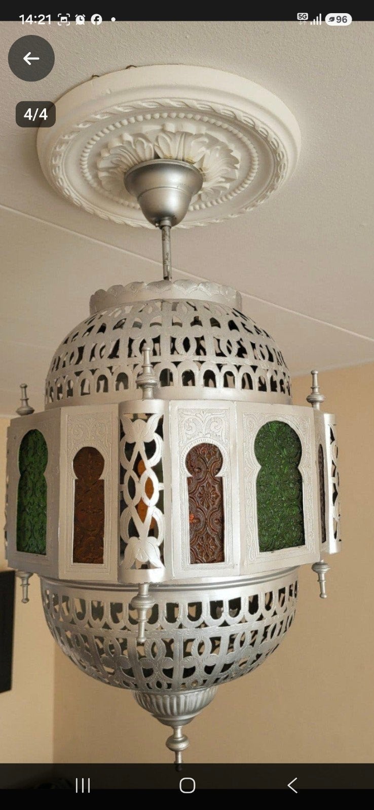 Marokkaanse hanglamp met gekleurd glas, Huis en Inrichting, Marokkaans, Oosters, Bohemian, Overige fittingen, Ophalen of Verzenden