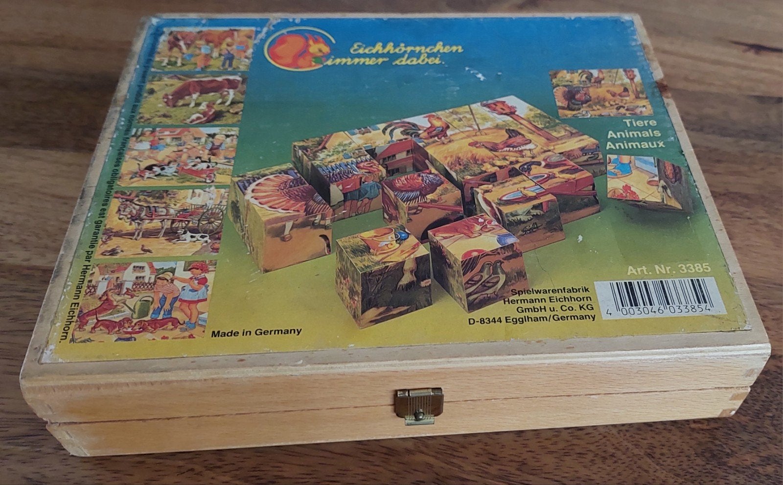 Vintage houten blokkenpuzzel boerderij  - Hermann Eichhorn, Antiek en Kunst, Ophalen of Verzenden