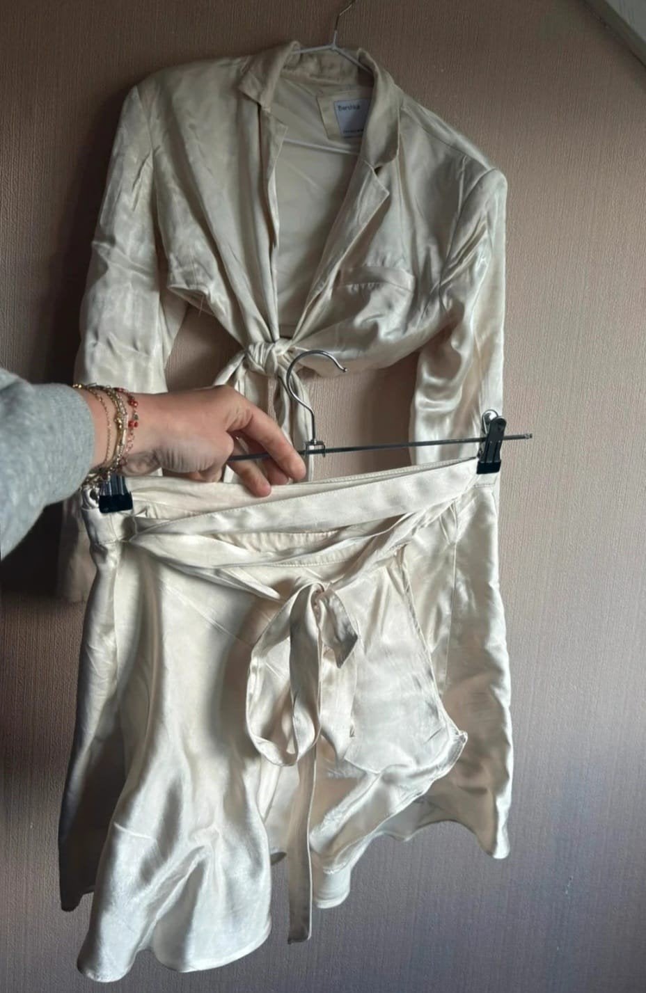 Two piece set rokje en top bershka maat S/M (3137*), Beige, Onbekend, Maat 36 (S), Gedragen