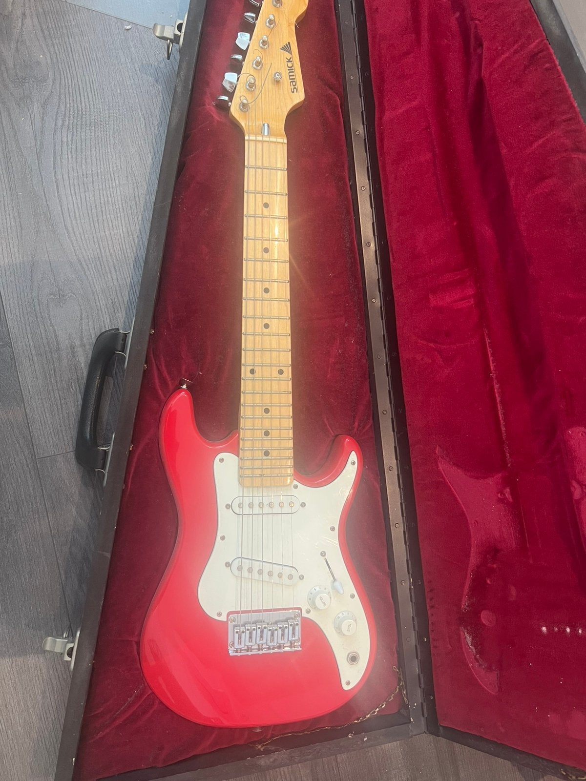 Samick mini gitaar MEG50R, Ophalen of Verzenden, Zo goed als nieuw, Solid body, Overige merken