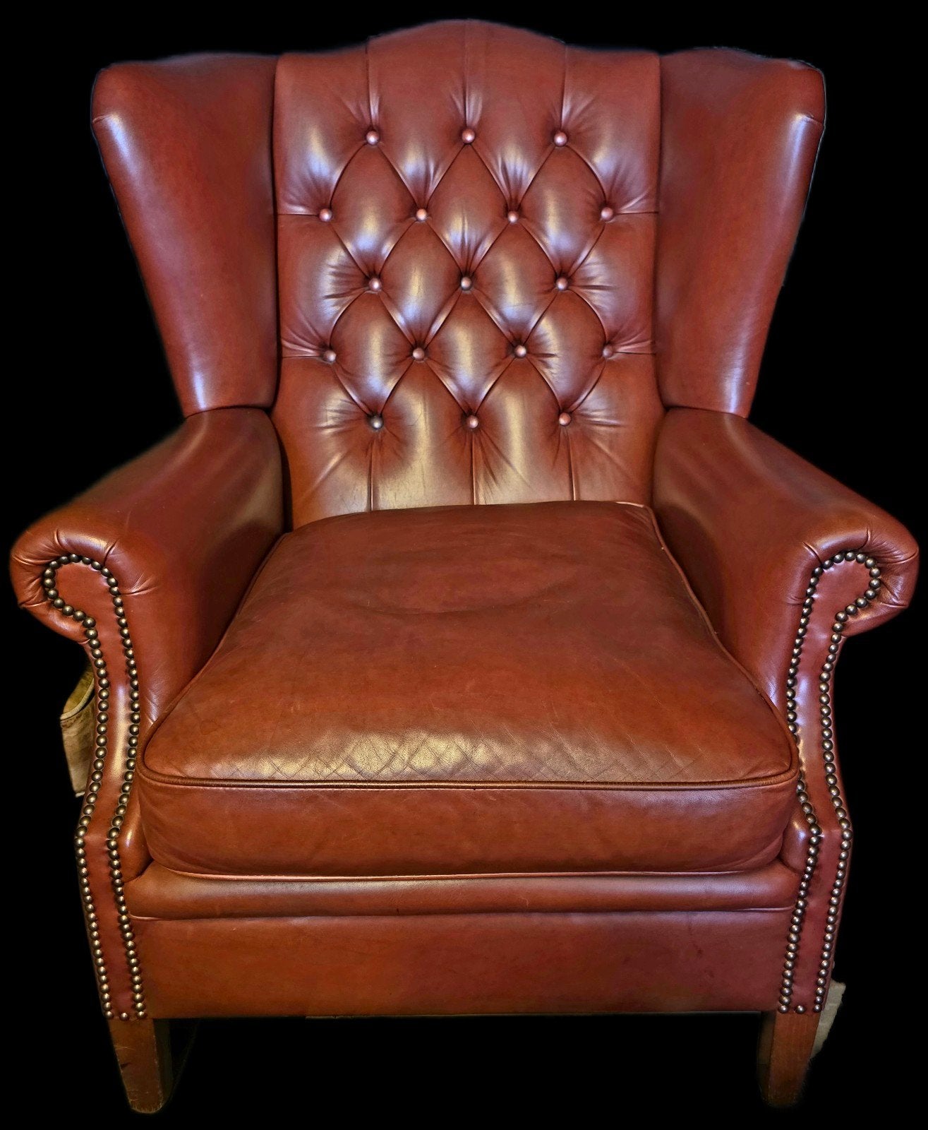 Leren Chesterfield oor fauteuil cognac + BEZORGING GRATIS, Chesterfield, Klassiek, Vintage, Onbekend, Ophalen of Verzenden, Zo goed als nieuw