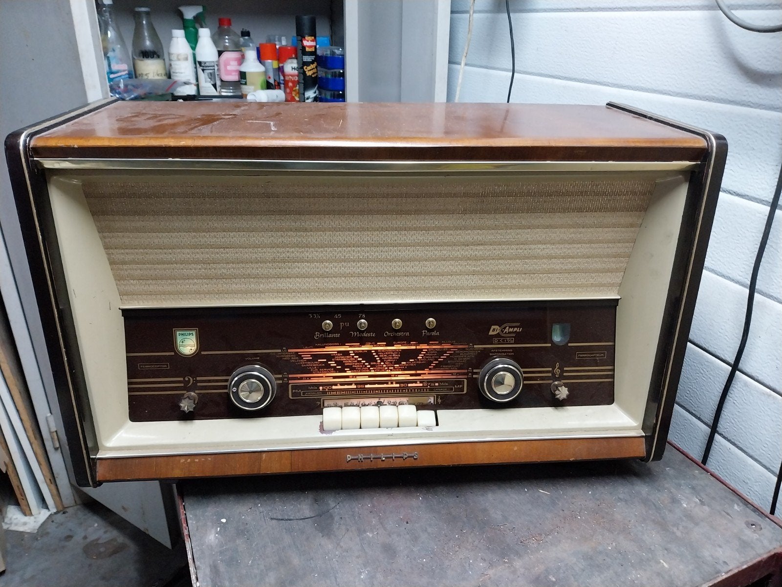 Vintage Philips Bi-Ampli Radio - Klassieke Buizenradio, Ophalen, Gebruikt, Radio