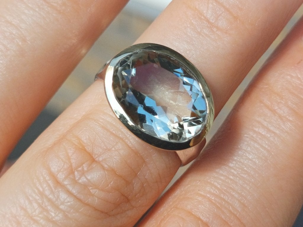 Vanoli 925 zilveren design ring groene amethist maat 17,25, Daiva1973@hotmail.com, 18 tot 19, Vanoli, Overige kleuren