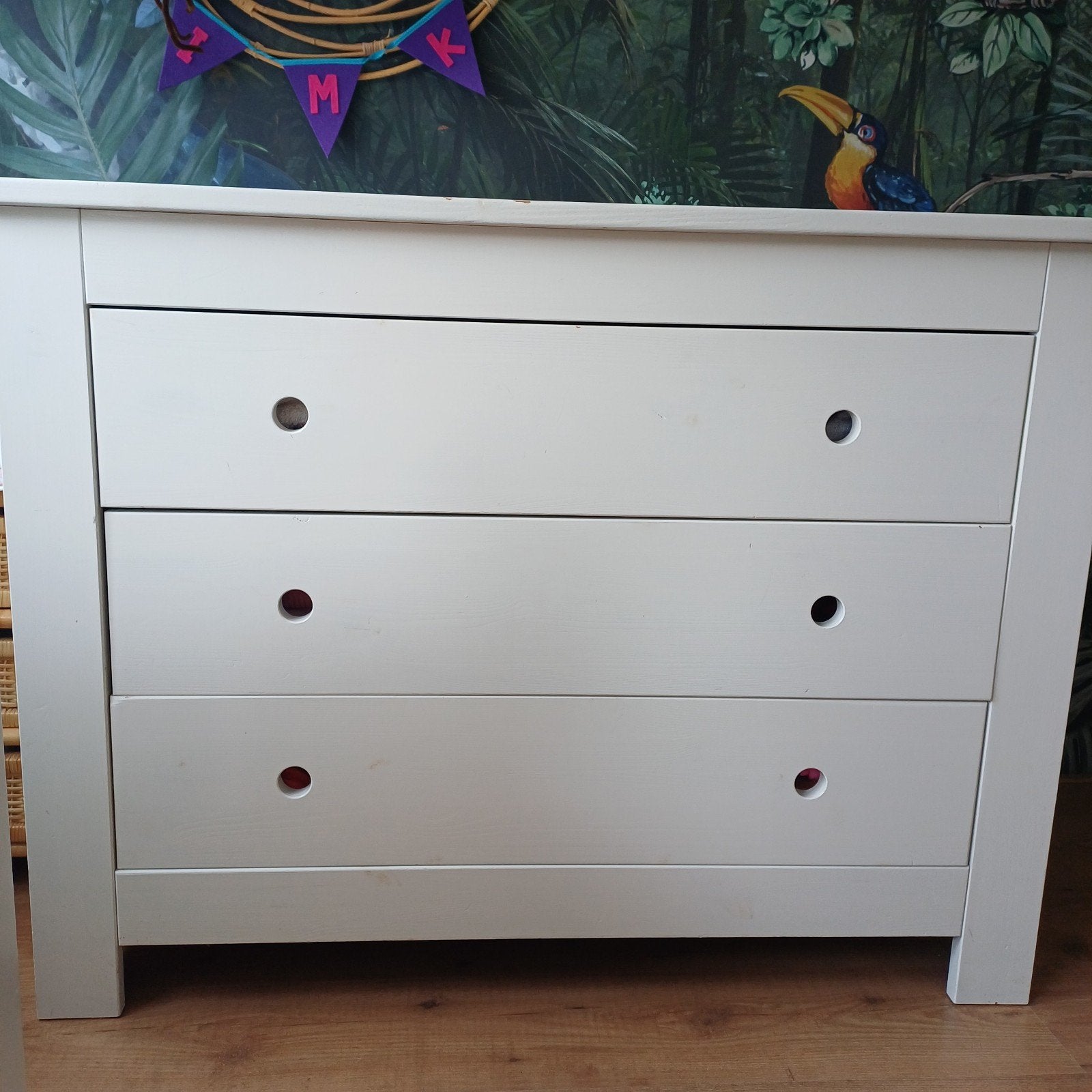 Witte commode met 3 lades, Ophalen, Gebruikt, 50 tot 70 cm, 75 tot 100 cm