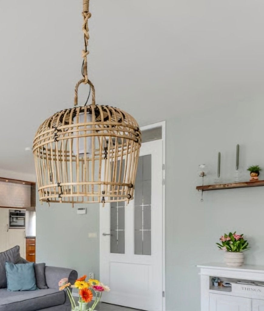 Riviera Maison San Carlos hanging lamp bamboe, Ophalen, Gebruikt, E27 (groot), Riviera Maison