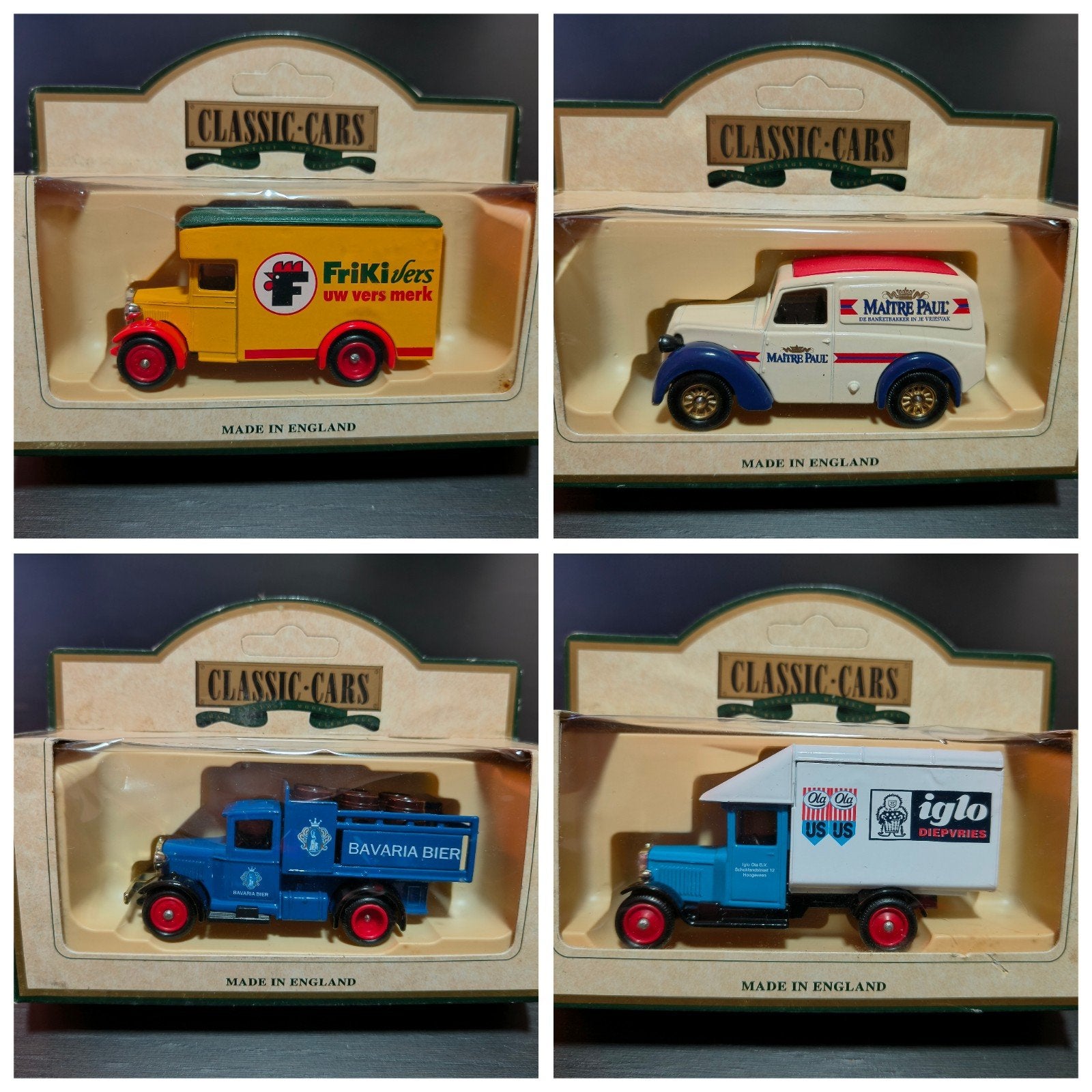 Set van 4 Classic Cars modelauto's - Vintage reclame, Overige merken, 1:50 of kleiner, Auto, Nieuw