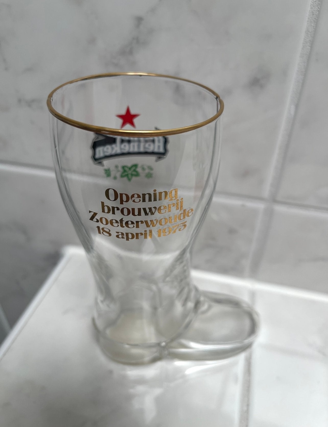 HEINEKEN GLAS - LAARS MET OPDRUK., Ophalen of Verzenden, Zo goed als nieuw, Glas of Glazen, Heineken