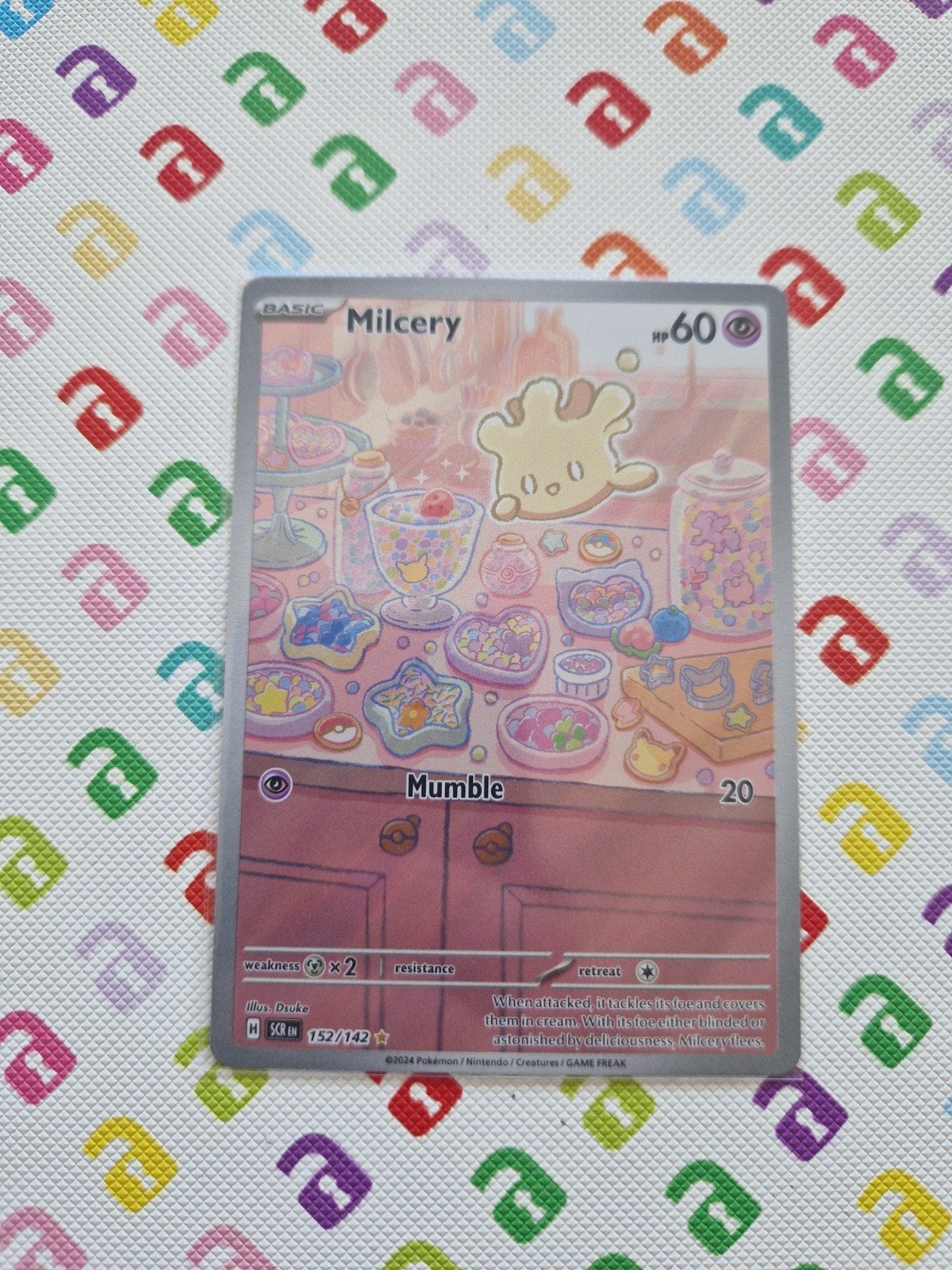 Milcery Pokémon Kaart SCR 152/142 (Foil), Ophalen of Verzenden, Zo goed als nieuw, Losse kaart, Foil