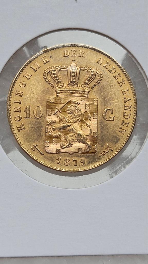 Gouden tientje 1879, Ophalen of Verzenden, Koning Willem III, 10 gulden, Goud