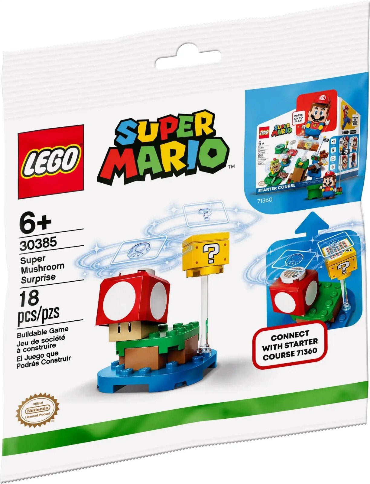 35% Korting op Lego Super Mario 30385 Super Mushroom-verrass, Overige thema's, Lego, Nieuw, Ophalen of Verzenden