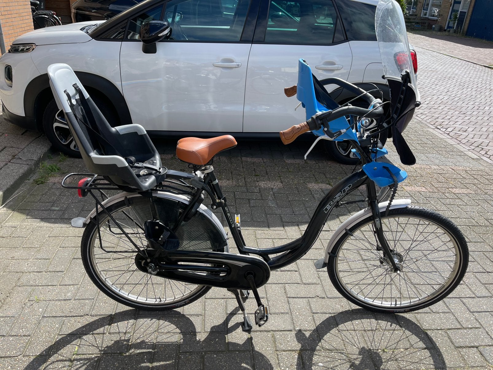 Moederfiets mammafiets mamafiets fiets met kinderzitjes, Fietsen en Brommers, Fietsen | Dames | Moederfietsen, 2 zitjes, Windscherm