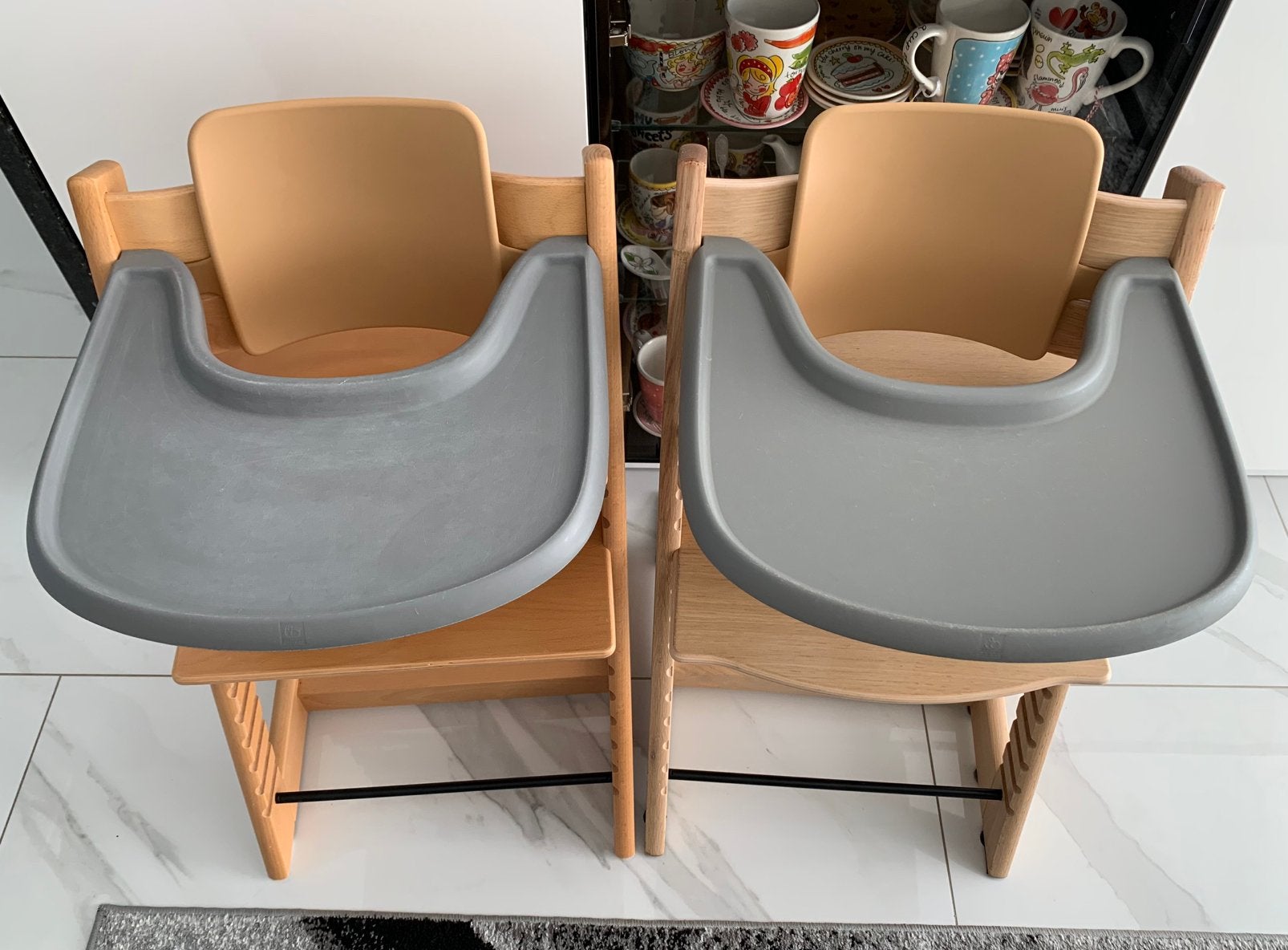 ZGAN Stokke Oak Natural & Beuken / Babyset / Playtray, Ophalen of Verzenden, Zo goed als nieuw, Meegroeistoel, Afneembaar eetblad