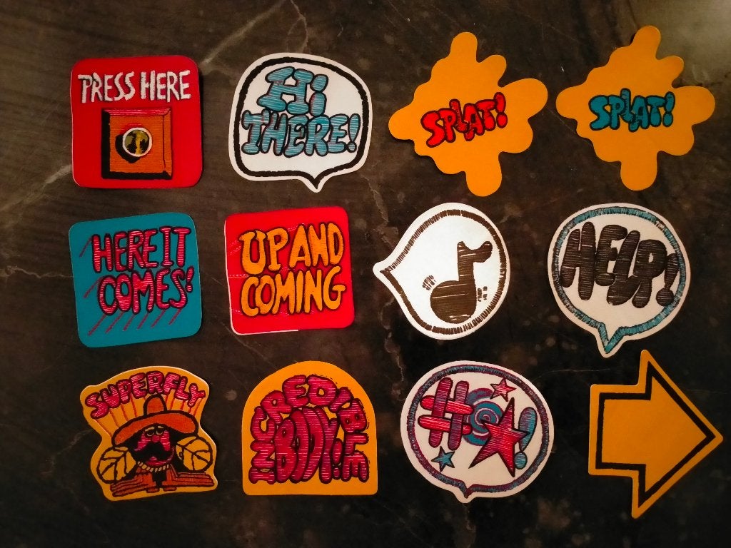 Hippie comic strip vintage logo stickers RARE flower power 2, Verzamelen, Ophalen of Verzenden, Zo goed als nieuw, Overige typen