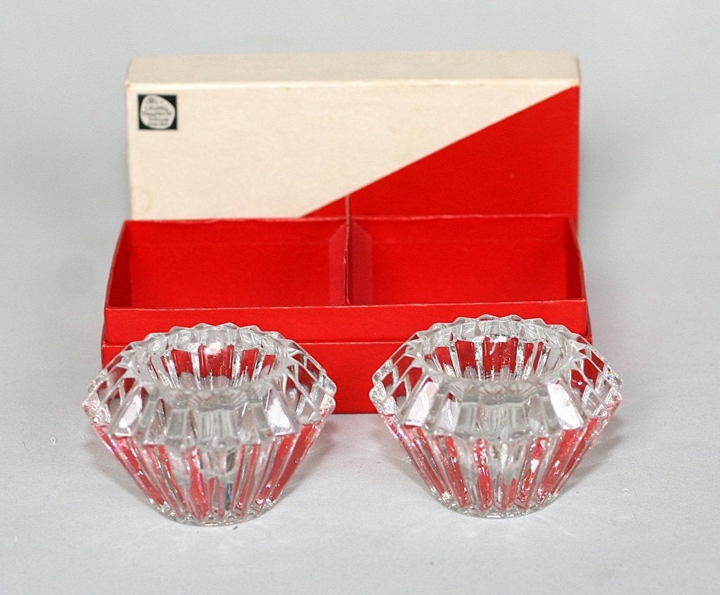 Max Verboeket kandelaars Equador Kristalunie Maastricht 1960, Ophalen of Verzenden, Glas