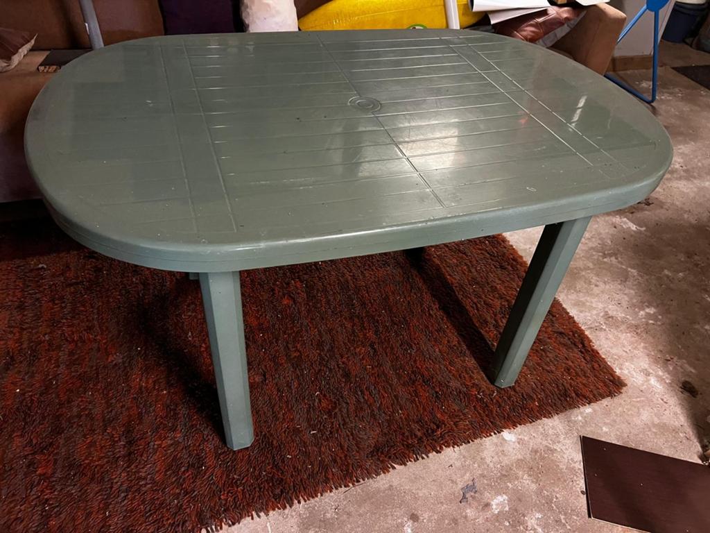 Groene tuintafel, Huis en Inrichting, Tafels | Salontafels, Ophalen, 50 tot 100 cm, Rond, 50 tot 100 cm