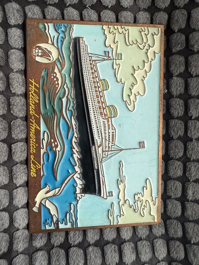 Vintage Holland-America Lijn 'Nieuw Amsterdam' Plaquette, Ophalen of Verzenden