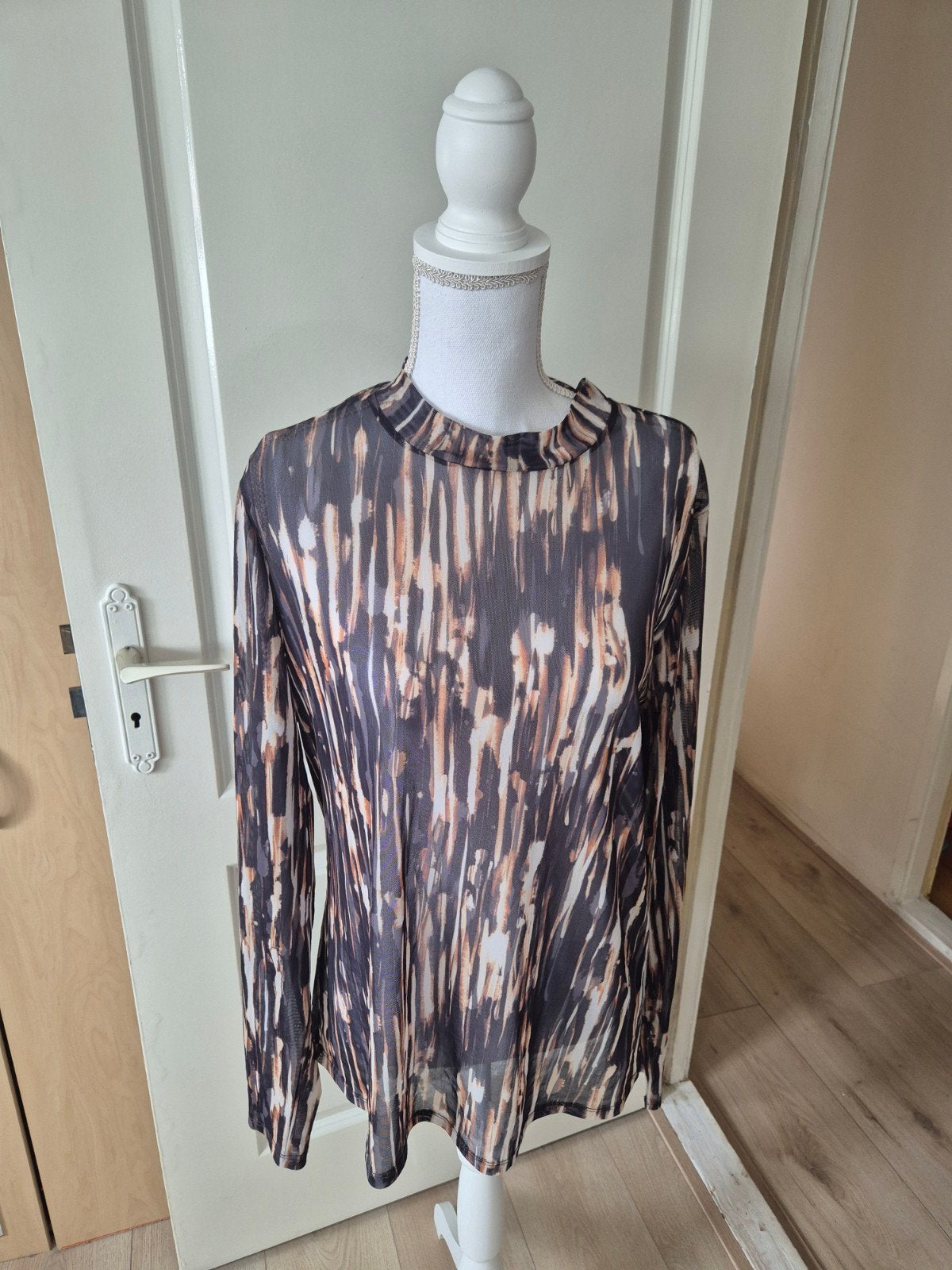 Stijlvolle blouse met lange mouwen en print, Bruin, WE, Maat 42/44 (L), Ophalen of Verzenden