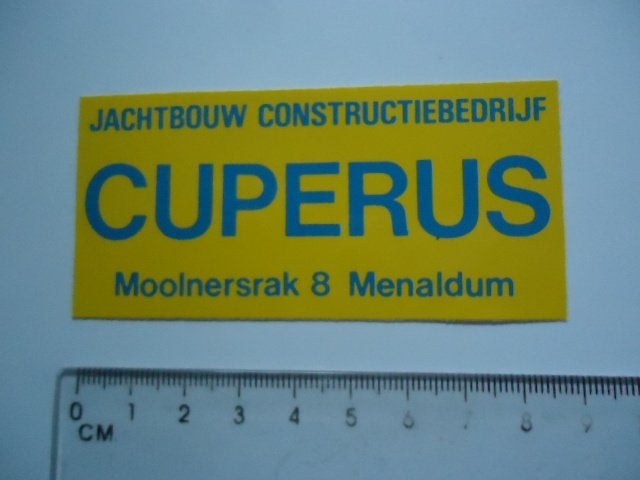 sticker oud CUPERUS JACHTBOUW jacht friesland menaldum, Verzamelen, Stickers, Verzenden, Zo goed als nieuw, Bedrijf of Vereniging
