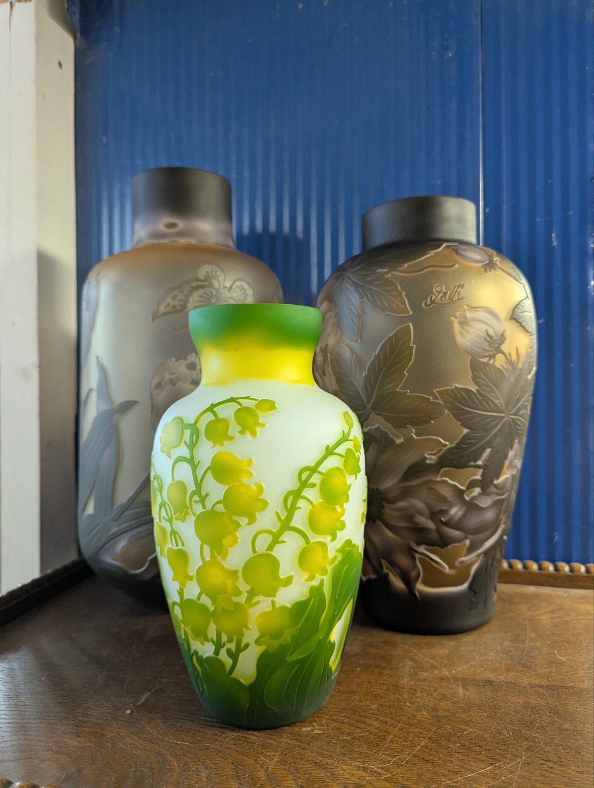 Art Nouveau Galle Stijl vazen met Bloemen, Antiek en Kunst, Ophalen of Verzenden
