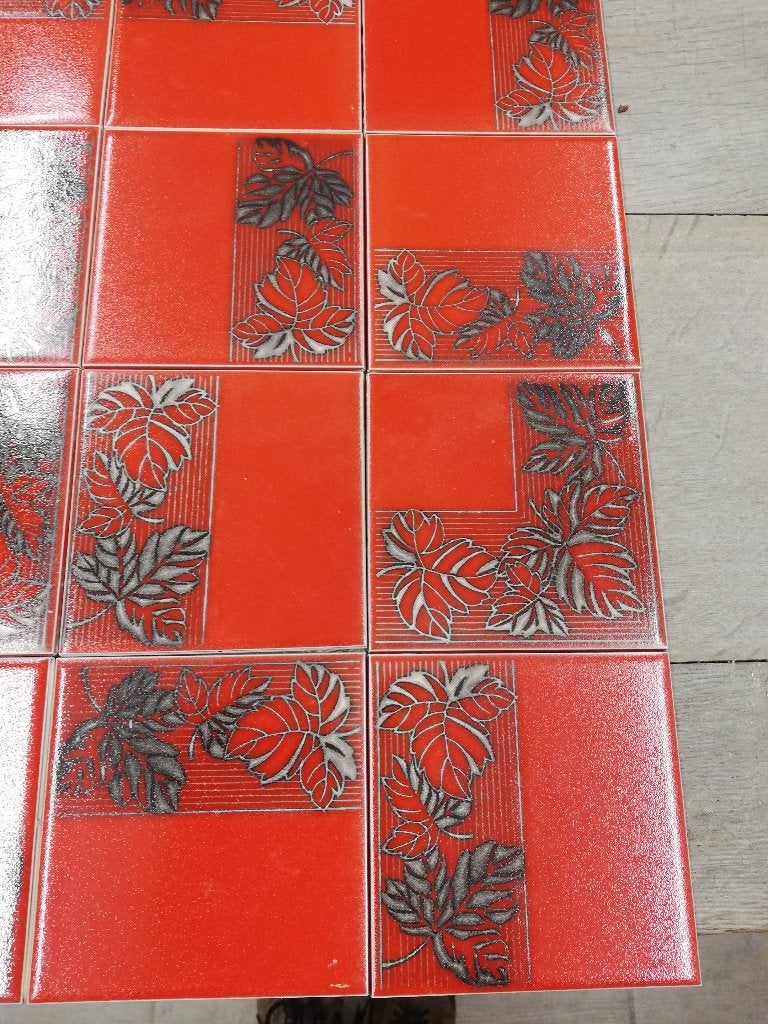 Engelse retro wandtegels rood met zilvergrijs blad mix match, Ophalen, Huis en Inrichting