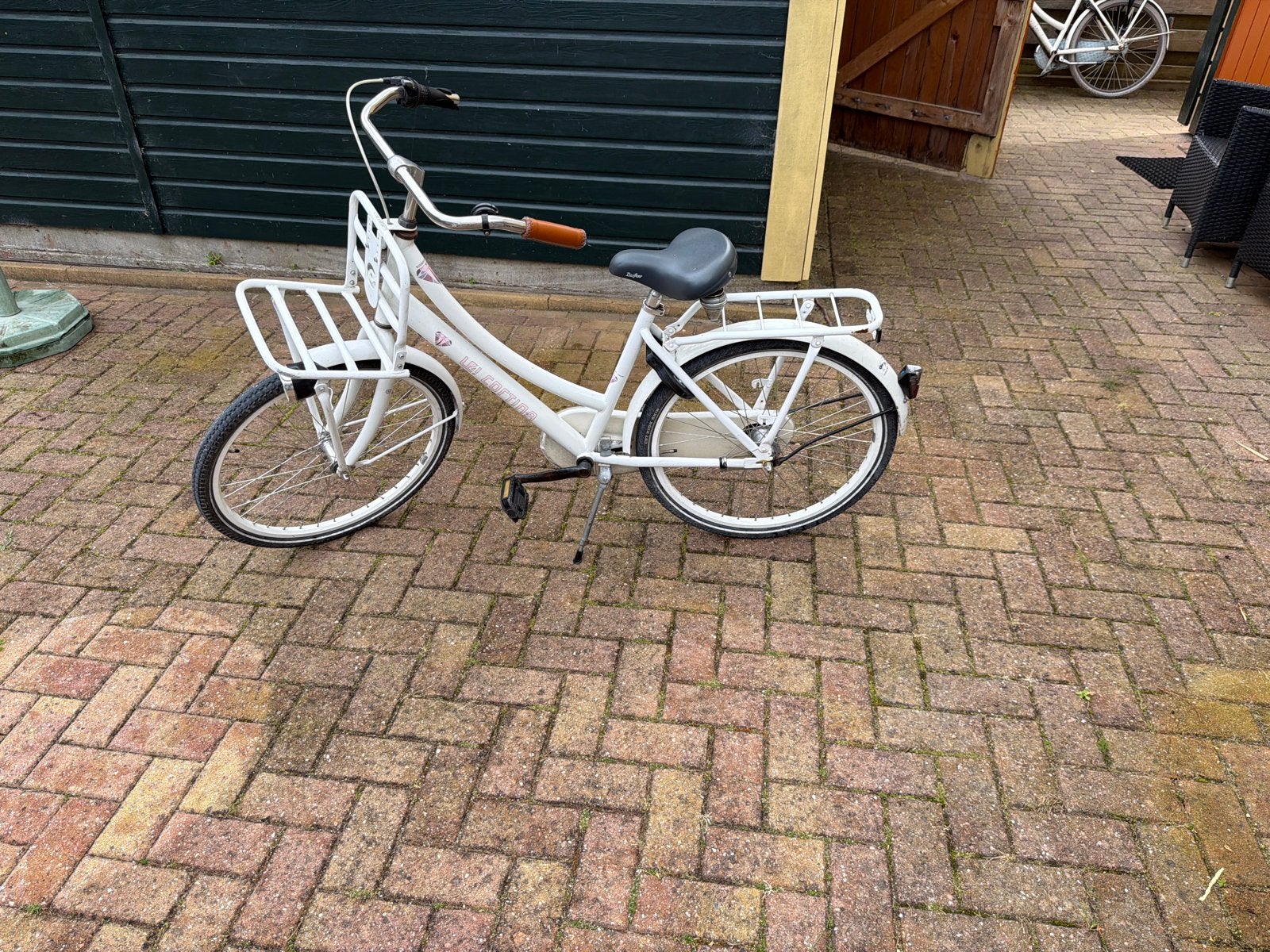 Witte transportfiets met voordrager, Terugtraprem, Gebruikt, 50 tot 53 cm, Ophalen