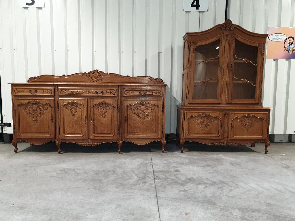 Queen Ann Stijl dressoir en vitrinekast. Levering mogelijk., Huis en Inrichting, Ophalen, Gebruikt