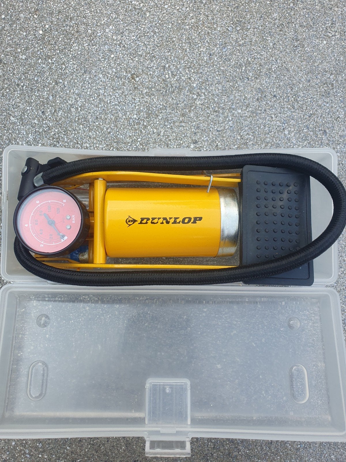 Dunlop Voetpomp met Manometer - Max 7 Bar, Ophalen of Verzenden, Drukmeter, Zo goed als nieuw