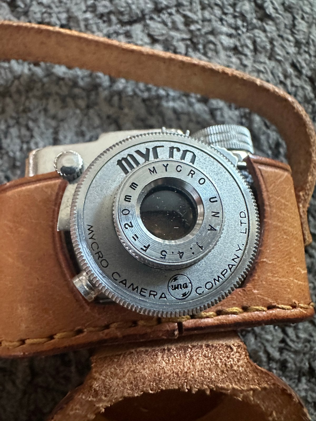 Mycro mini camera met leren hoesje - Vintage (circa 1955), Ophalen of Verzenden, Gebruikt, Compact, Overige Merken