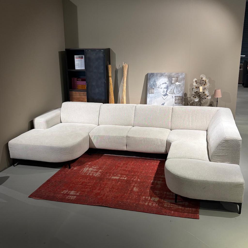 U-vorm bank beige 353x238cm, Ophalen, Zo goed als nieuw, Stof, Modern