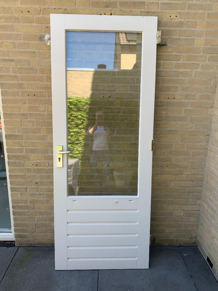 Hardhouten buitendeur 83 x 211,5  rechtsdraaiend, Doe-het-zelf en Verbouw, Deuren en Horren, Ophalen, Gebruikt, 80 tot 100 cm