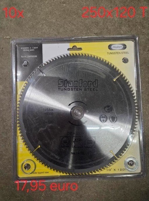 Zaagbladen voor aluminium widia 250 mm en 120 tanden, Nieuw, Ophalen of Verzenden, Afkortzaag, 30 tot 70 mm