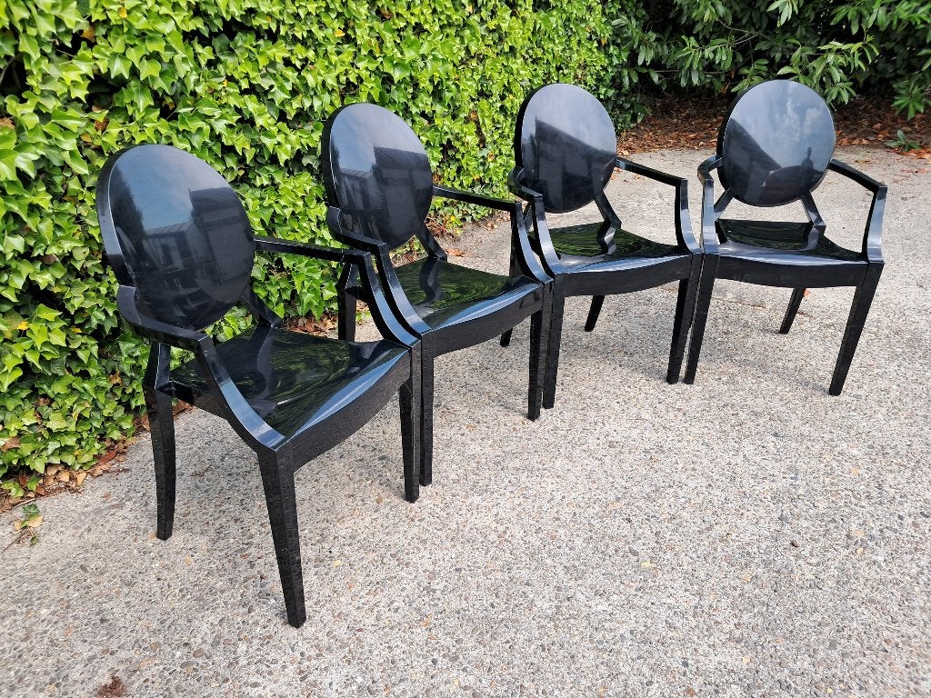4 Kartell Louis Ghost Philippe Starck stoelen zwart, Ophalen, Kunststof, Gebruikt, Zwart