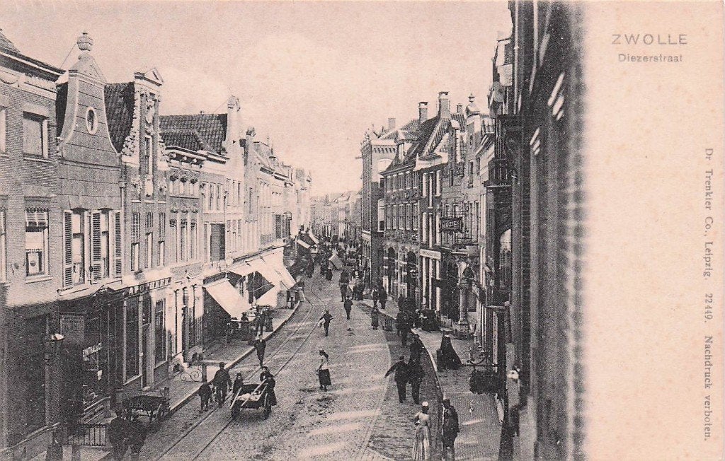 Zwolle - Diezerstraat (zeer geanimeerd), Ophalen of Verzenden, Voor 1920, Ongelopen, Overijssel