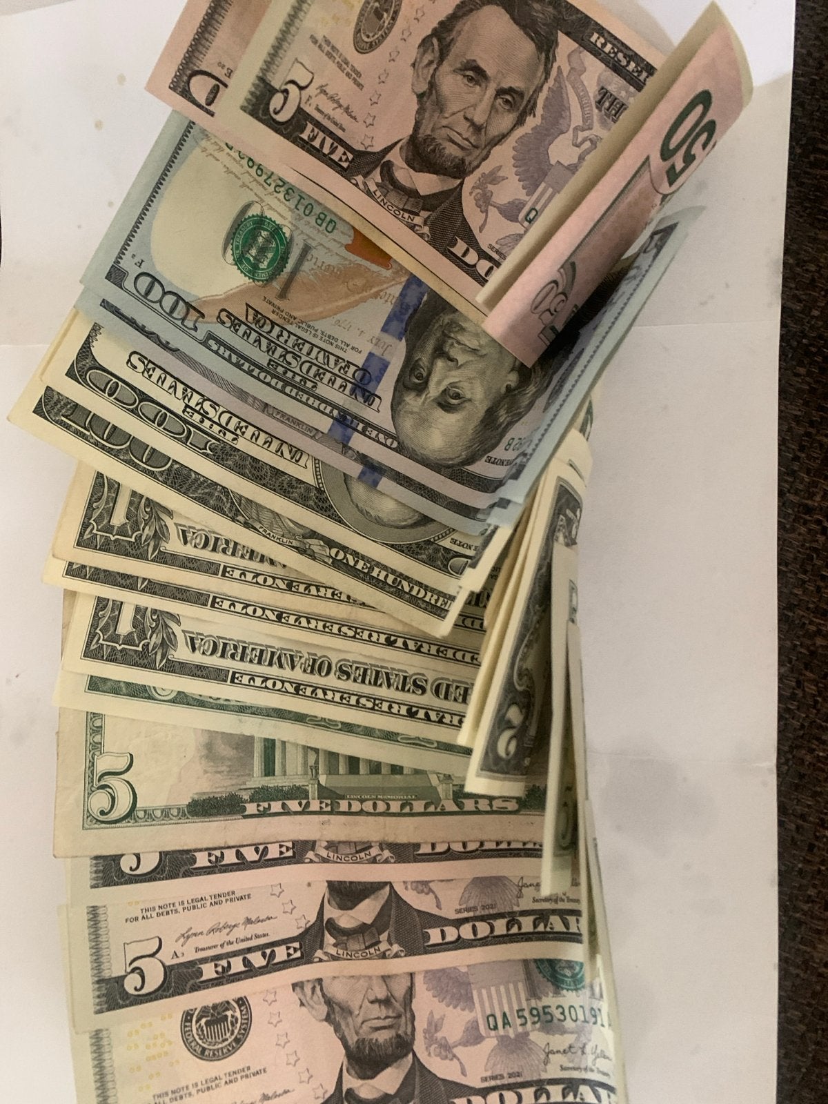 480 amerikaanse dollars in diverse biljetten, Ophalen, Noord-Amerika, Setje