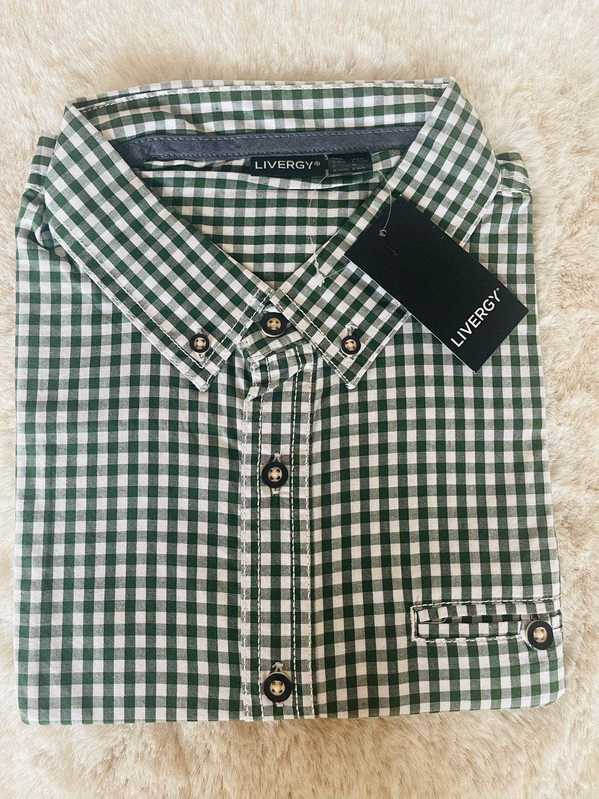 LIVERGY Herenoverhemd Groen Geruit XL 43/44 Nieuw met label, Kleding | Heren, Ophalen of Verzenden, Nieuw, Groen, Halswijdte 43/44 (XL)