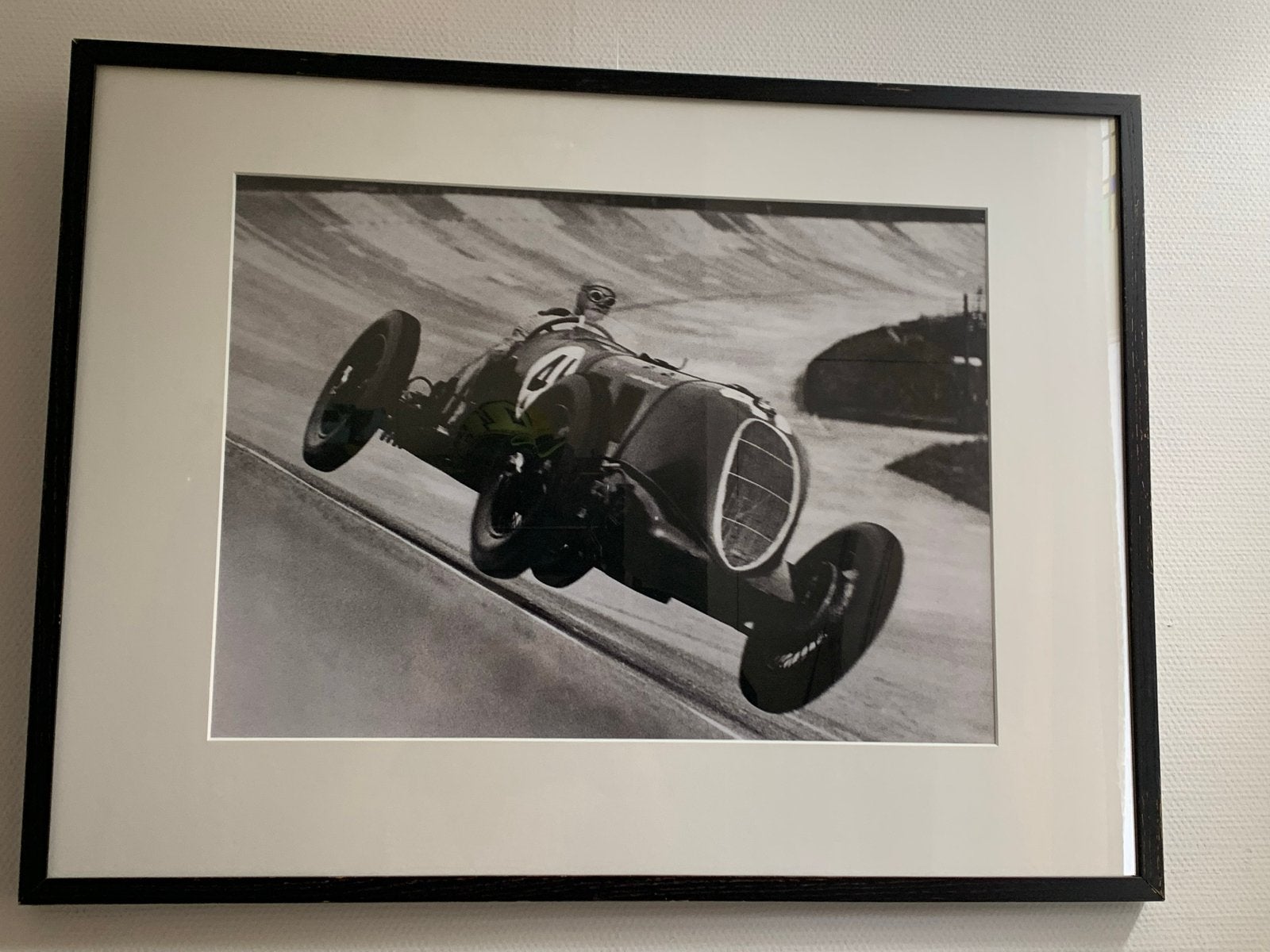 Zwart-wit foto van autocoureur Penn Hughes, Antiek en Kunst, Ophalen