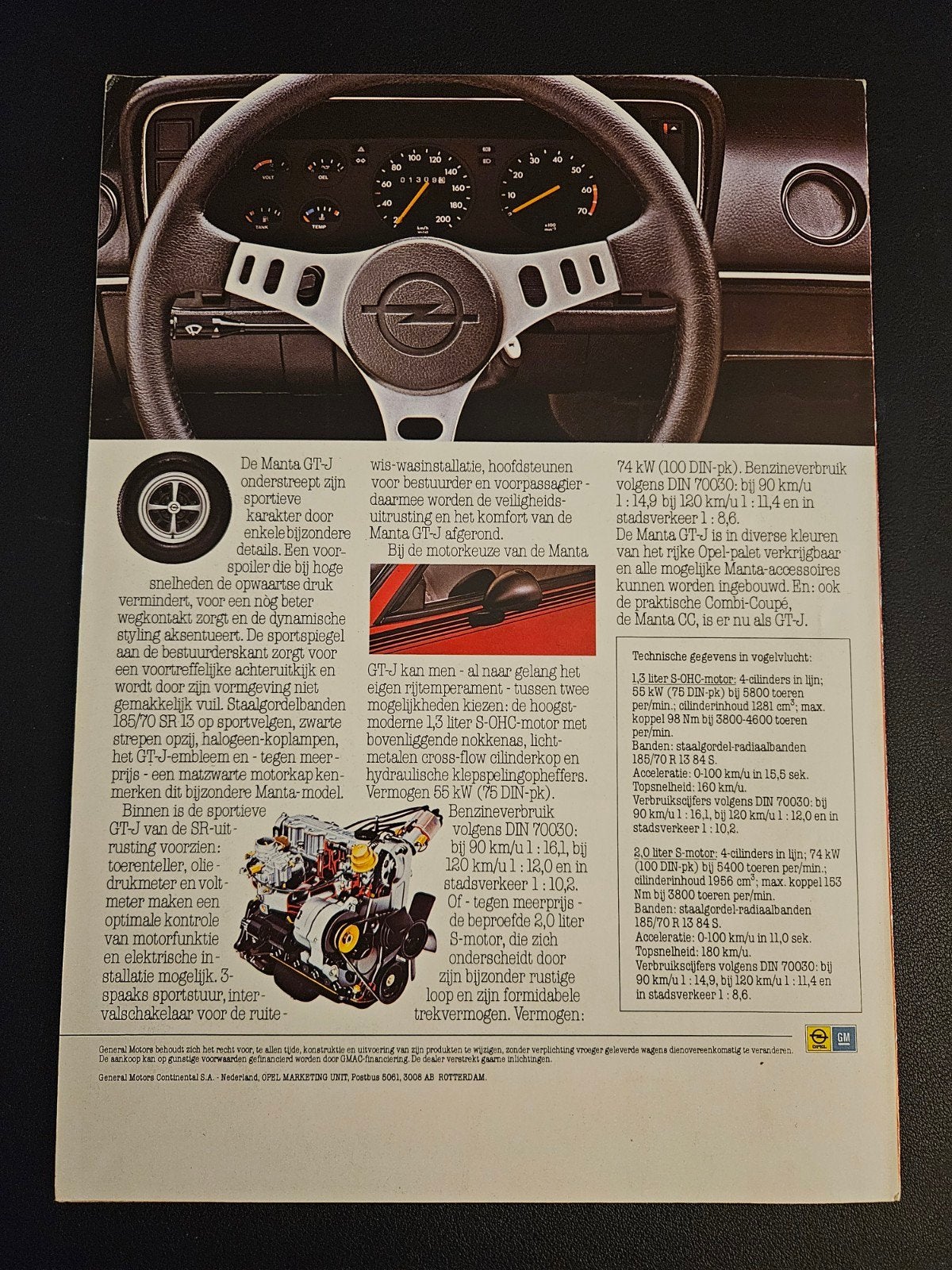 Brochure Opel Manta GT-J, Boeken, Ophalen of Verzenden, Zo goed als nieuw, Opel