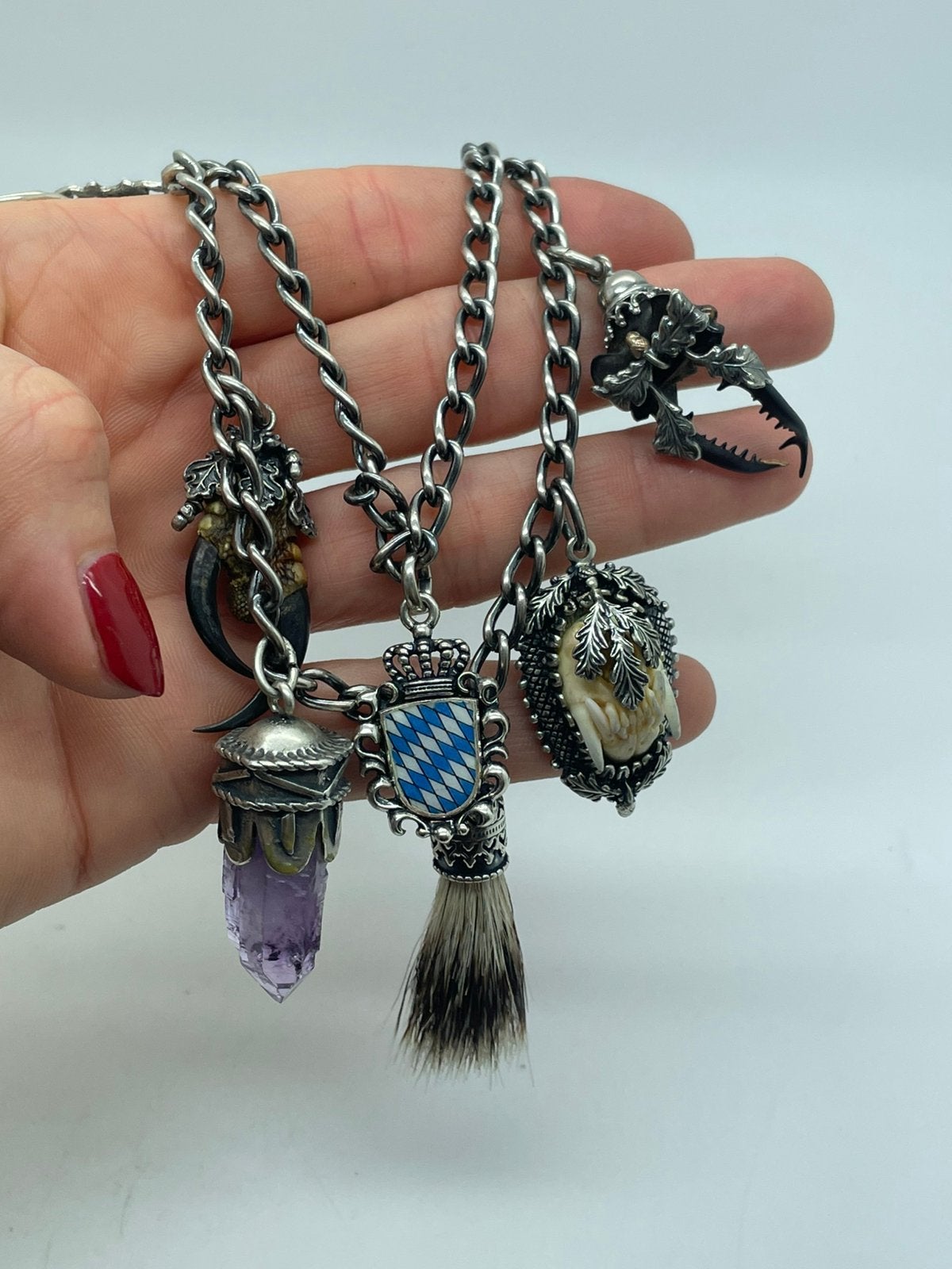 G197 Prachtig Beiers jachtsieraad Charivari ketting, Ophalen of Verzenden, Zilver, Ketting